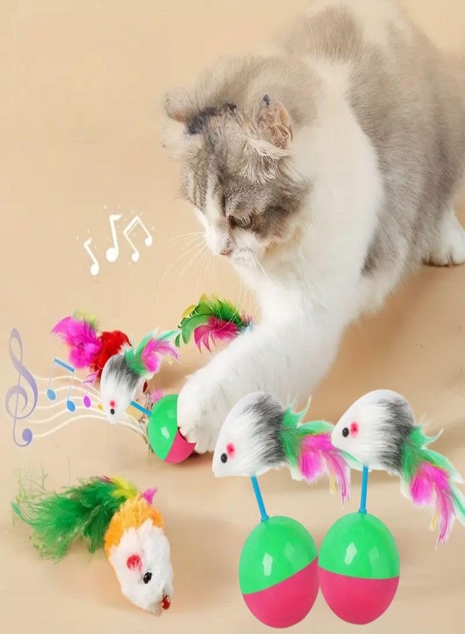 مجموعة كرات VAYINATO® المتذبذبة على شكل فأر، قطعتان، للعب القطط وتخفيف الملل - مجموعة تمارين وترفيه بلاستيكية متينة للقطط | مناسبة لجميع سلالات القطط - Image 1